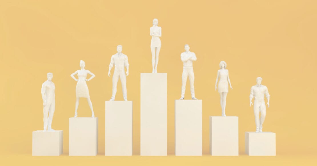 people standing on podiums