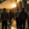 Workers walking to a clock representing the H-2B cap 2027 filing window